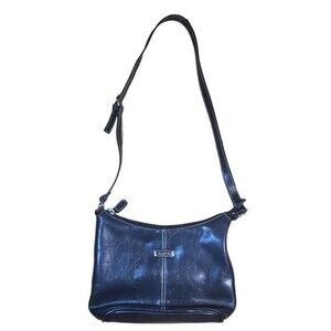 Rosetti Black Faux Leather Shoulder Bag Purse w/ Built-in Wallet Compartment